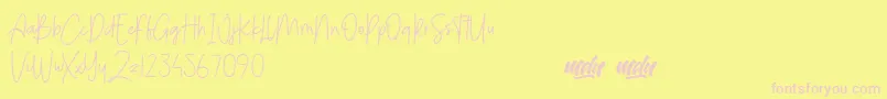 MenulistBeautyPersonalUse-Schriftart – Rosa Schriften auf gelbem Hintergrund