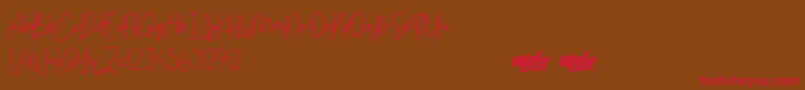 MenulistBeautyPersonalUse-Schriftart – Rote Schriften auf braunem Hintergrund