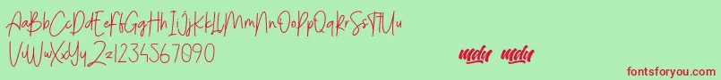 MenulistBeautyPersonalUse-Schriftart – Rote Schriften auf grünem Hintergrund
