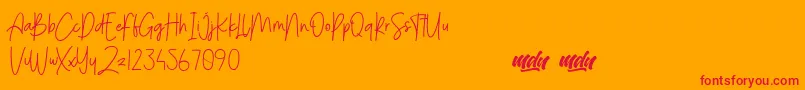 MenulistBeautyPersonalUse-Schriftart – Rote Schriften auf orangefarbenem Hintergrund