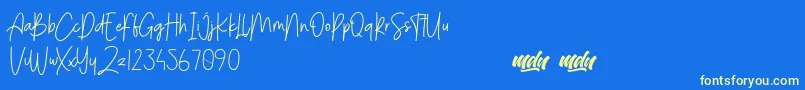 MenulistBeautyPersonalUse-Schriftart – Gelbe Schriften auf blauem Hintergrund