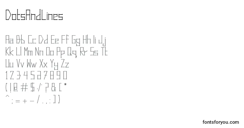 DotsAndLines-fontti – aakkoset, numerot, erikoismerkit