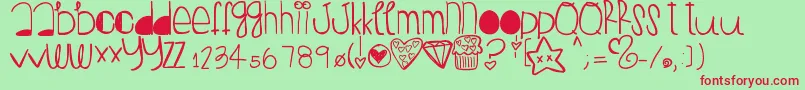 Saiba mais sobre a fonte Peanutbutterjelly Fonte Peanutbutterjelly – fontes vermelhas em um fundo verde
