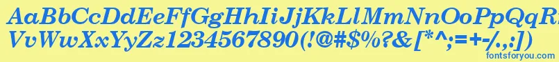 CenturySchoolbookSsiBoldItalic Font – Blue Fonts on Yellow Background