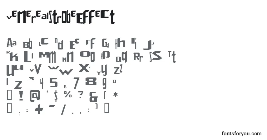 Czcionka VenerealStrobeEffect – alfabet, cyfry, specjalne znaki
