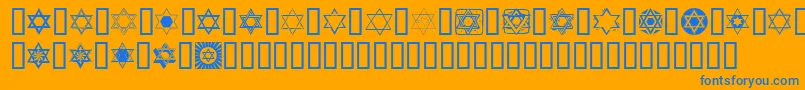 SlStarOfDavid-Schriftart – Blaue Schriften auf orangefarbenem Hintergrund