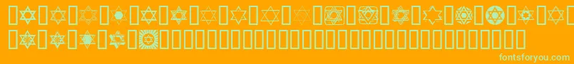 SlStarOfDavid-Schriftart – Grüne Schriften auf orangefarbenem Hintergrund