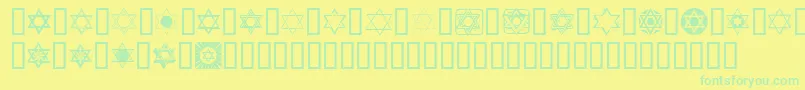 SlStarOfDavid-Schriftart – Grüne Schriften auf gelbem Hintergrund