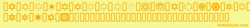 フォントSlStarOfDavid – オレンジの文字が黄色の背景にあります。