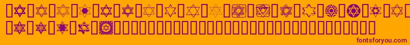 SlStarOfDavid-Schriftart – Violette Schriften auf orangefarbenem Hintergrund