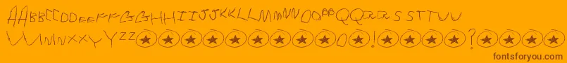 Fonte TommysFirstAlphabet – fontes marrons em um fundo laranja