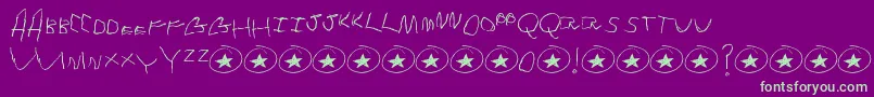 TommysFirstAlphabet-Schriftart – Grüne Schriften auf violettem Hintergrund