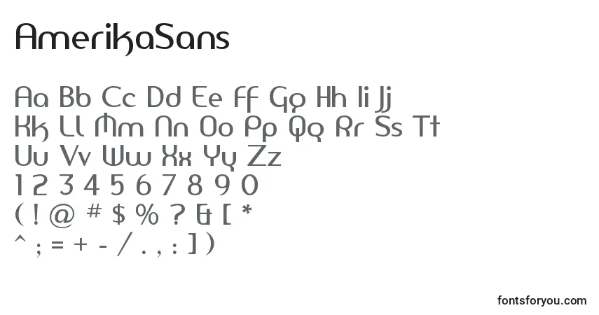 Шрифт AmerikaSans – алфавит, цифры, специальные символы