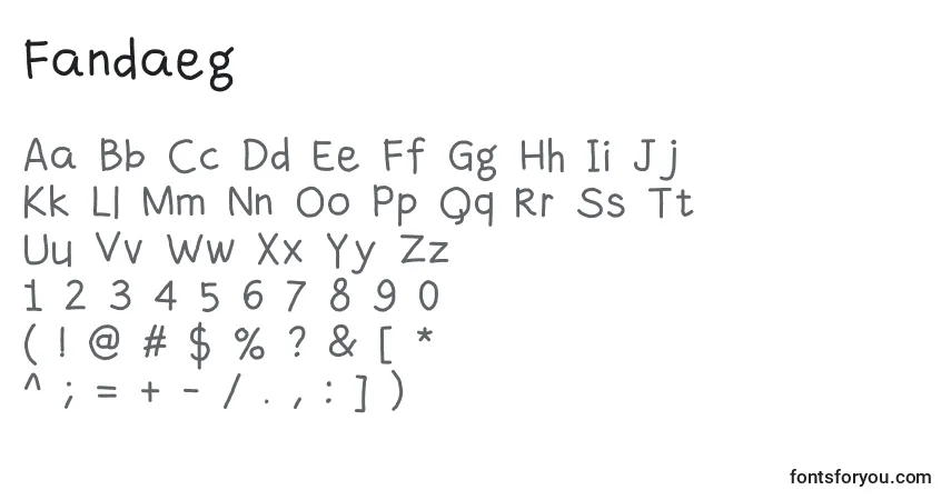 Шрифт Fandaeg – алфавит, цифры, специальные символы