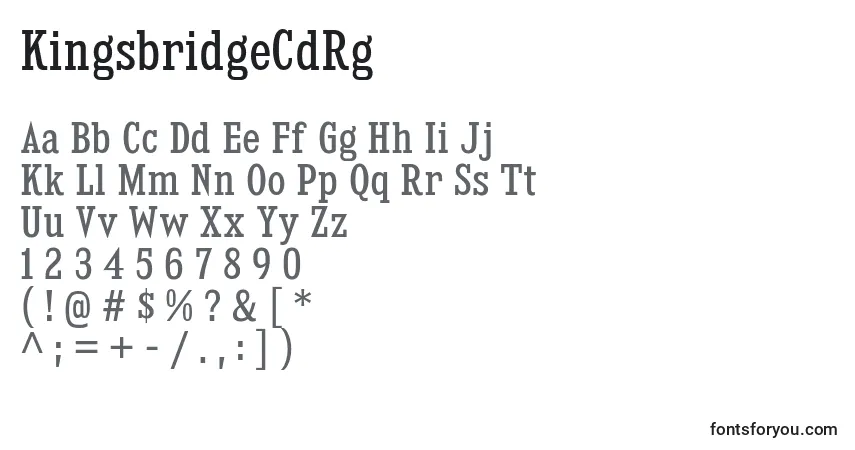 A fonte KingsbridgeCdRg – alfabeto, números, caracteres especiais