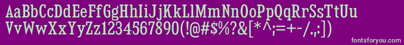 フォントKingsbridgeCdRg – 紫の背景に緑のフォント