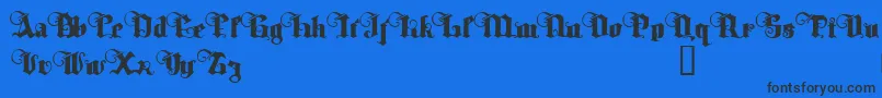 TyrfingDemo-Schriftart – Schwarze Schriften auf blauem Hintergrund