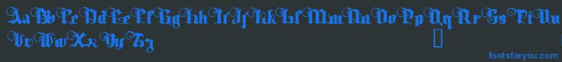 TyrfingDemo-Schriftart – Blaue Schriften auf schwarzem Hintergrund