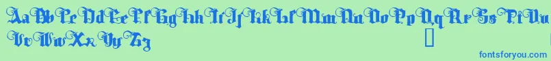 Czcionka TyrfingDemo – niebieskie czcionki na zielonym tle
