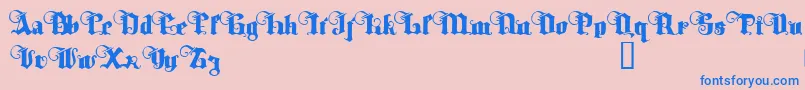 TyrfingDemo-Schriftart – Blaue Schriften auf rosa Hintergrund