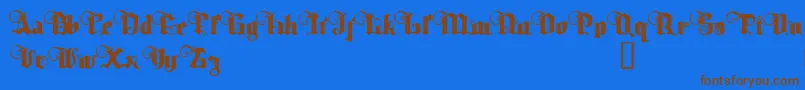 TyrfingDemo-fontti – ruskeat fontit sinisellä taustalla