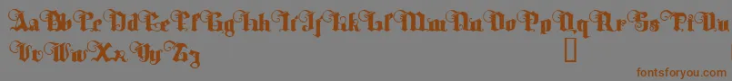 フォントTyrfingDemo – 茶色の文字が灰色の背景にあります。