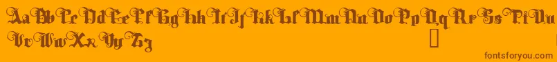 TyrfingDemo-fontti – ruskeat fontit oranssilla taustalla