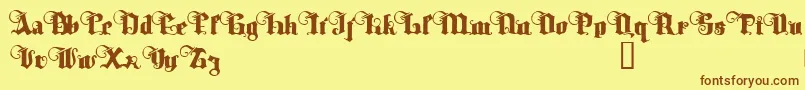 TyrfingDemo-Schriftart – Braune Schriften auf gelbem Hintergrund