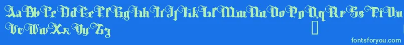 TyrfingDemo-fontti – vihreät fontit sinisellä taustalla