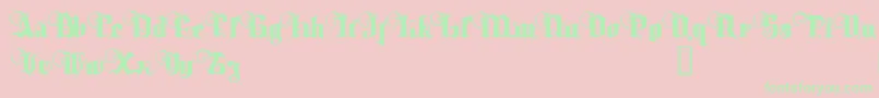 TyrfingDemo-fontti – vihreät fontit vaaleanpunaisella taustalla