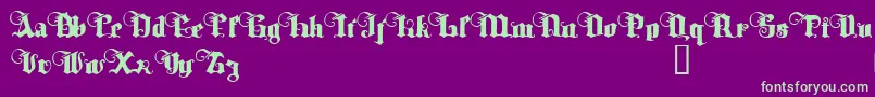 TyrfingDemo-fontti – vihreät fontit violetilla taustalla