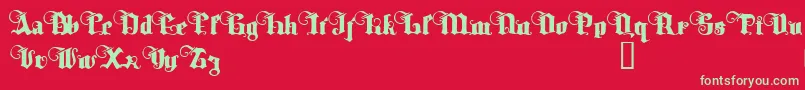 TyrfingDemo-Schriftart – Grüne Schriften auf rotem Hintergrund