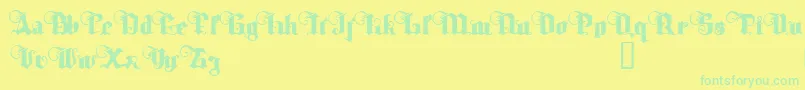 TyrfingDemo-Schriftart – Grüne Schriften auf gelbem Hintergrund