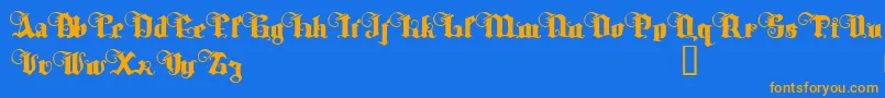 フォントTyrfingDemo – オレンジ色の文字が青い背景にあります。