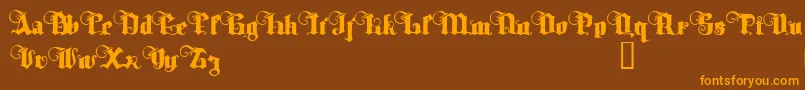 TyrfingDemo-fontti – oranssit fontit ruskealla taustalla
