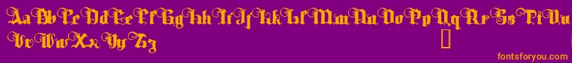 TyrfingDemo-Schriftart – Orangefarbene Schriften auf violettem Hintergrund