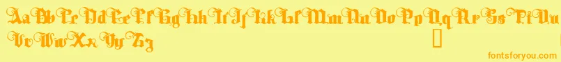 フォントTyrfingDemo – オレンジの文字が黄色の背景にあります。