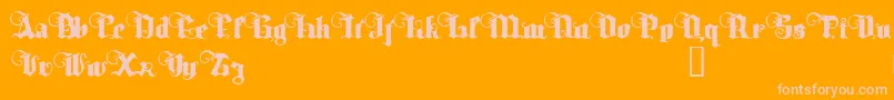 TyrfingDemo-fontti – vaaleanpunaiset fontit oranssilla taustalla