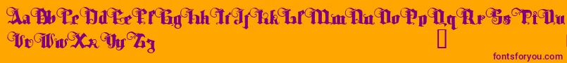 TyrfingDemo-Schriftart – Violette Schriften auf orangefarbenem Hintergrund