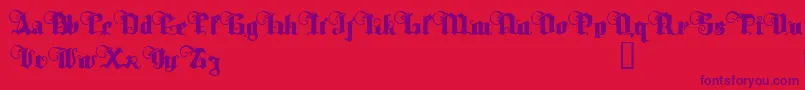 TyrfingDemo-Schriftart – Violette Schriften auf rotem Hintergrund