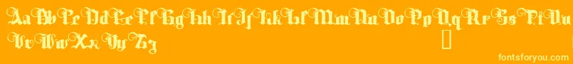 TyrfingDemo-Schriftart – Gelbe Schriften auf orangefarbenem Hintergrund
