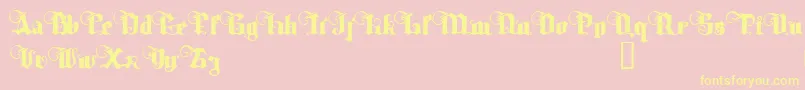 TyrfingDemo-fontti – keltaiset fontit vaaleanpunaisella taustalla