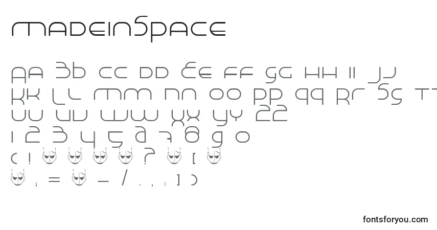 Fuente MadeInSpace - alfabeto, números, caracteres especiales