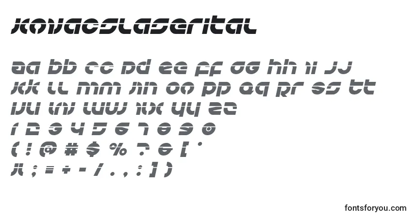 Schriftart Kovacslaserital – Alphabet, Zahlen, spezielle Symbole