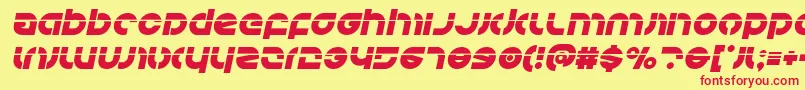 フォントKovacslaserital – 赤い文字の黄色い背景