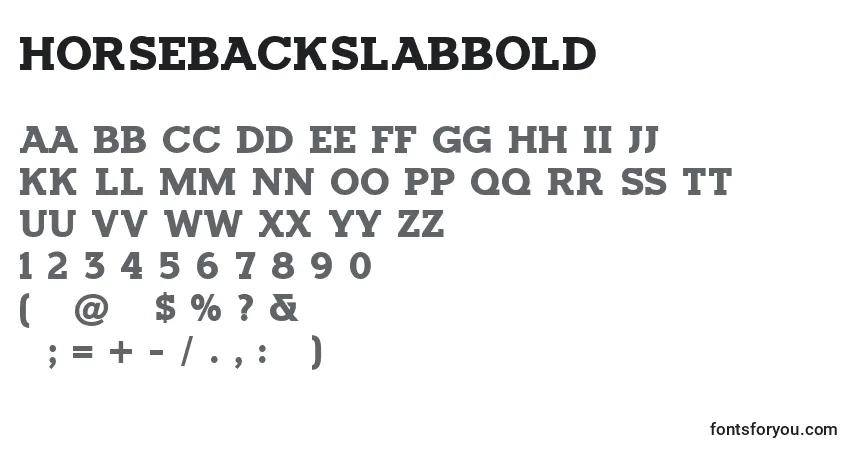 Schriftart HorsebackslabBold – Alphabet, Zahlen, spezielle Symbole
