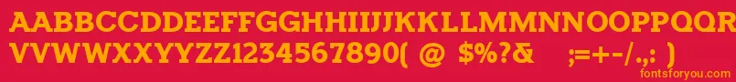 フォントHorsebackslabBold – 赤い背景にオレンジの文字