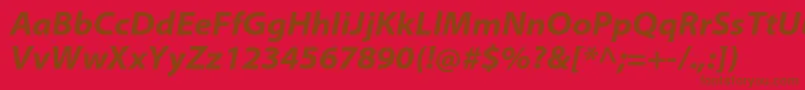 MyriadproBoldsemiextit-Schriftart – Braune Schriften auf rotem Hintergrund