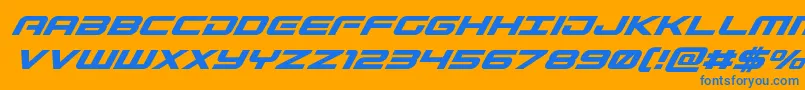 Gunshipsuperital Font – Blue Fonts on Orange Background