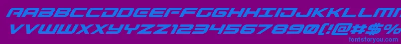 Gunshipsuperital Font – Blue Fonts on Purple Background